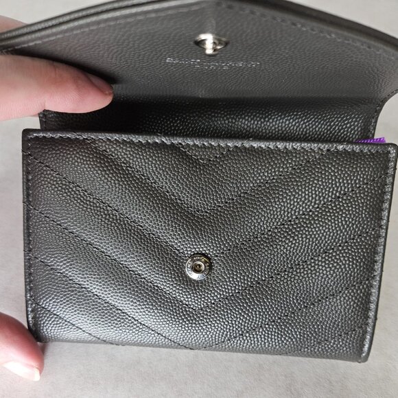 YSL Yves Saint Laurent Cassandra Asphalt Small Wallet Coin Pouch Card Holder - Picture 13 of 13